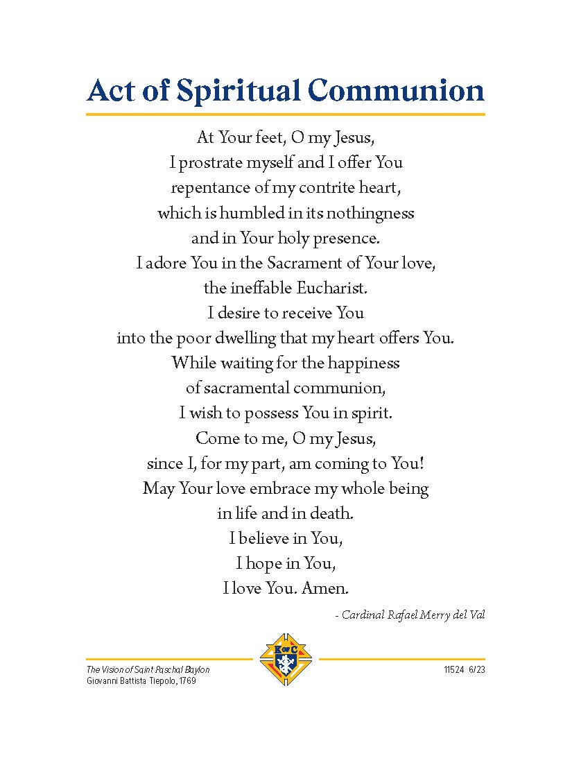 Spiritual Communion Prayer Card – Shop Catholic Info