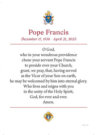 Tarjeta de oración del Papa Francisco