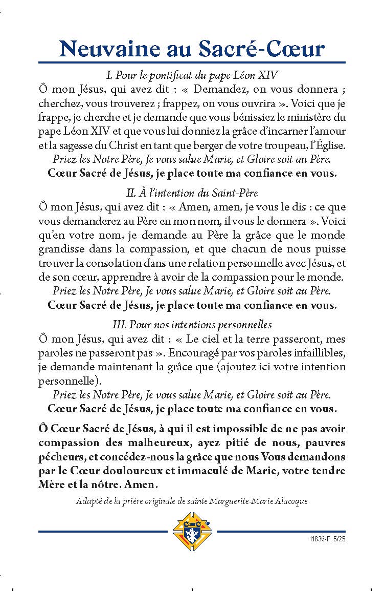 Novena to Sacred Heart Prayer Card