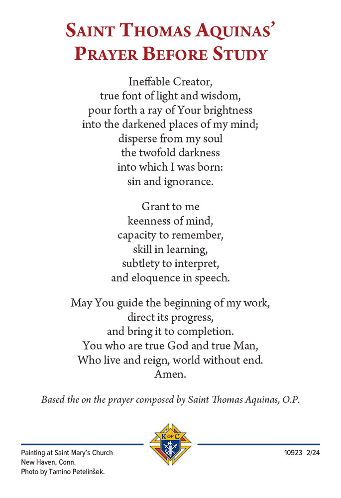 Thomas Aquinas Prayer Card