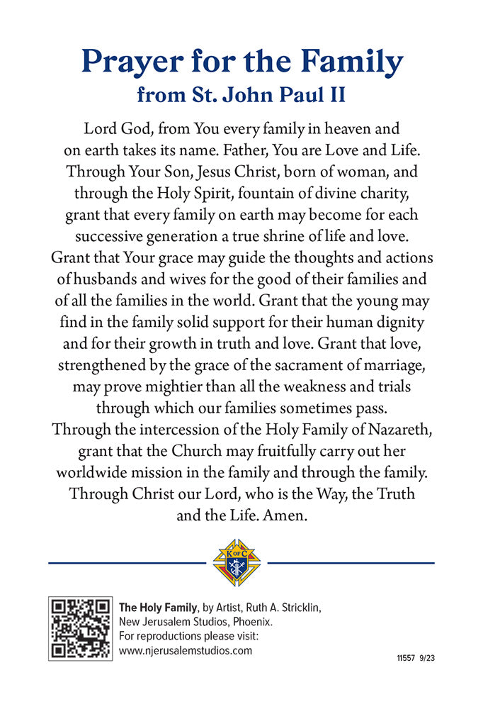 Mission of the Family Prayer Card