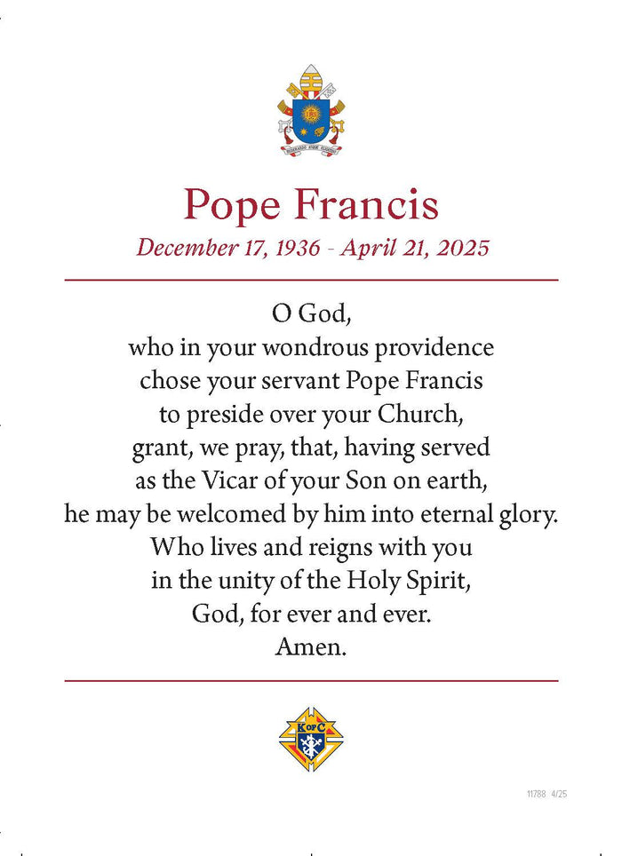 Pope Francis Prayer Card