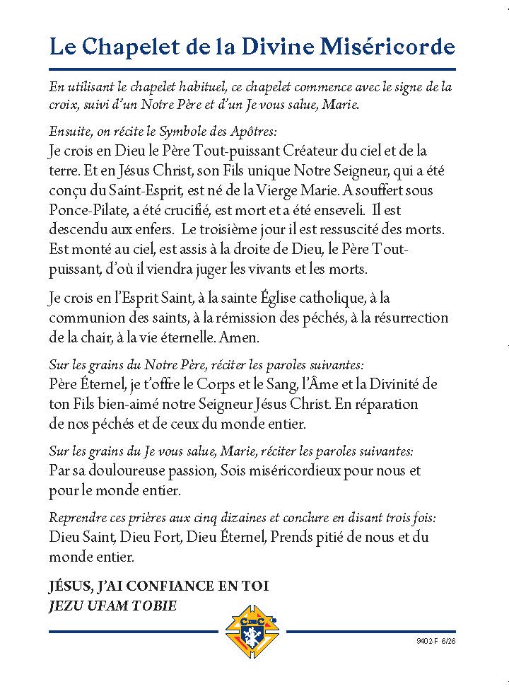 Divine Mercy Prayer Card