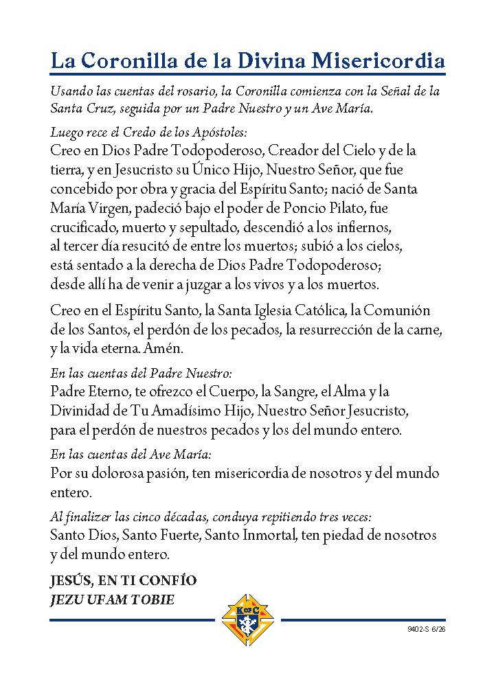 Divine Mercy Prayer Card
